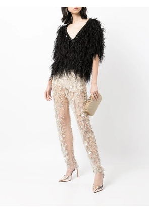 Jenny Packham sequined tapered trousers - Neutrals