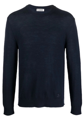 Jil Sander embroidered-logo crew neck jumper - Blue