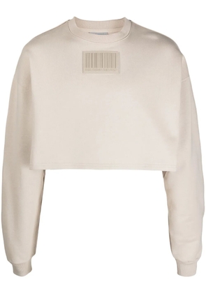 VTMNTS barcode-patch cropped sweatshirt - Neutrals