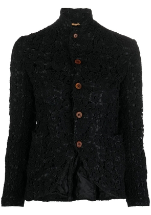 Comme Des Garçons Comme Des Garçons floral-embroidered button-up jacket - Black