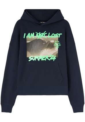 Palm Angels graphic-print cotton hoodie - Blue