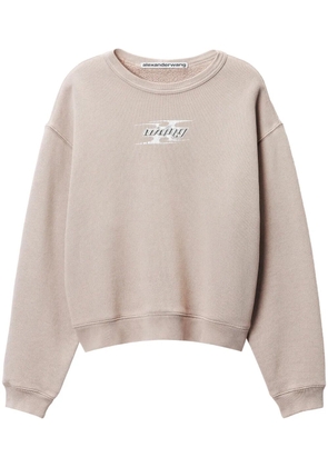 Alexander Wang logo-print cotton sweatshirt - Neutrals