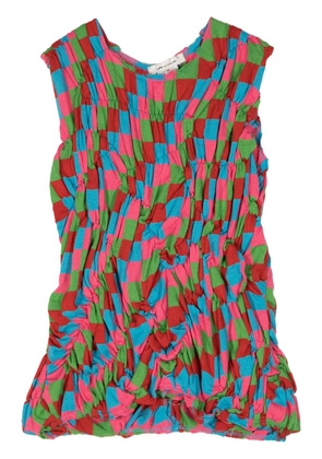 Comme Des Garçons check-pattern ruched top - Pink