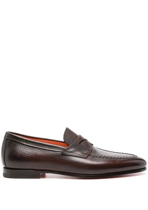 Santoni textured leather loafers - Brown