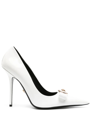 Versace 110mm Gianni Ribbon patent pumps - White