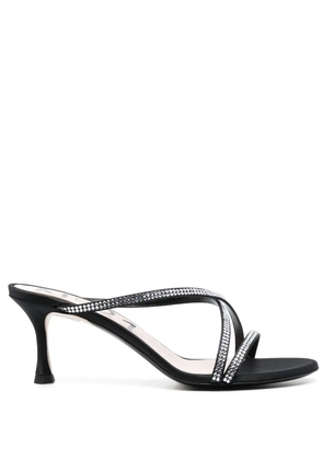 Nº21 60mm crystal-embellished crossover-strap mules - Black