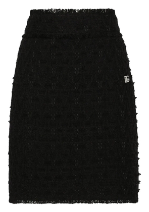 Dolce & Gabbana side-slit rush-stitch midi skirt - Black