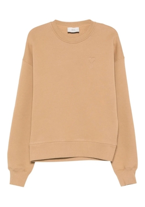 AMI Paris heart-embroidered cotton sweatshirt - Neutrals