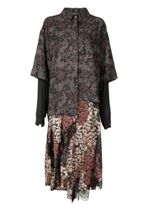 Goen.J floral-print layered dress - Grey