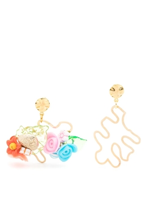 Amir Slama Bijoux floral-appliqué asymmetric earrings - Gold