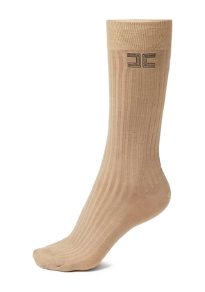 Elisabetta Franchi logo-detail ribbed socks - Neutrals