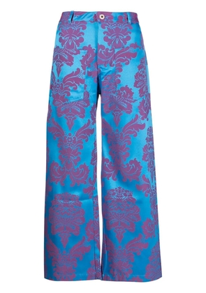 Marques'Almeida floral print wide-leg cropped trousers - Blue