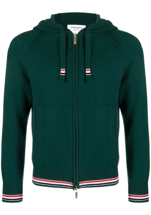 Thom Browne cashmere knitted zip-up hoodie - Green
