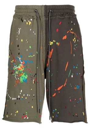 Mostly Heard Rarely Seen panelled paint-embroidered shorts - Green