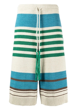 Craig Green striped ribbed-knit shorts - Neutrals