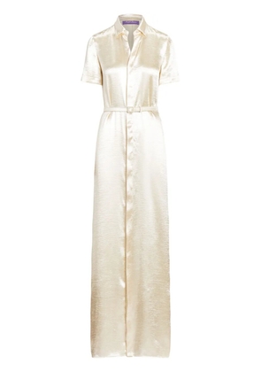 Ralph Lauren Collection short-sleeved satin shirt dress - Neutrals