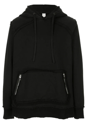 Carpe Diem casual raw hem hoodie - Black