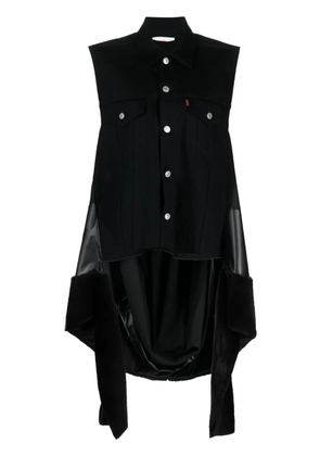 Junya Watanabe draped denim vest - Black