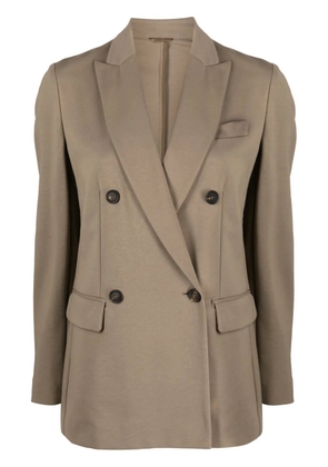 Brunello Cucinelli double-breasted cotton-blend blazer - Brown