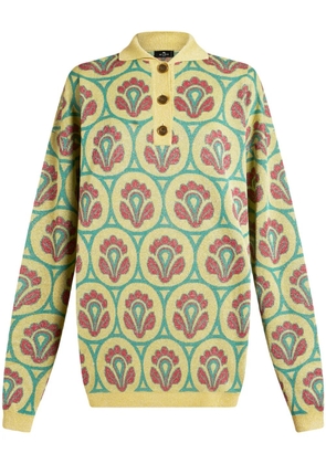 ETRO floral-jacquard polo jumper - Yellow