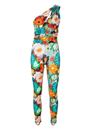 Amir Slama floral-print one-shoulder jumpsuit - Multicolour