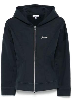 GANNI embroidered-logo jacket - Blue