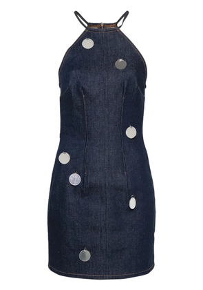 David Koma mirror-detail denim dress - Blue