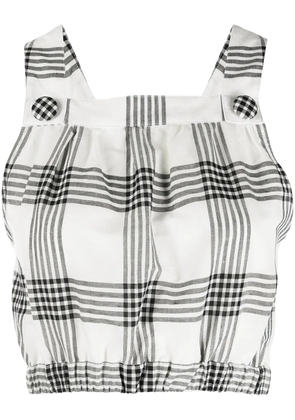 Lisa Marie Fernandez Blouson checked cropped top - White
