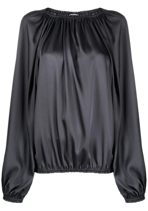 Blanca Vita satin-finish ruched blouse - Grey