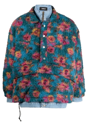 EGONlab. floral-print high-neck bomber jacket - Blue
