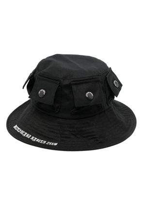 Mostly Heard Rarely Seen logo-embroidery cotton bucket hat - Black