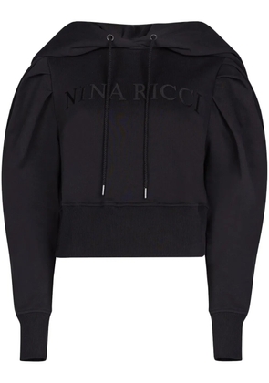 Nina Ricci logo-embroidered cotton hoodie - Black