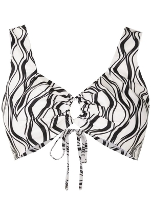 Amir Slama wave-print sleeveless cropped top - White