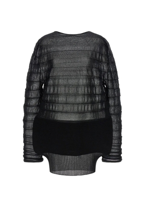 Issey Miyake asymmetrical-hem long-sleeve blouse - Black