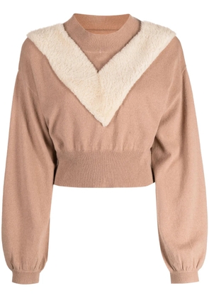 Izaak Azanei high-neck shearling-detail jumper - Neutrals