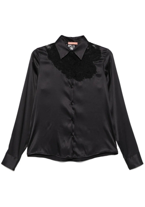 Ermanno Scervino lace-trim satin shirt - Black