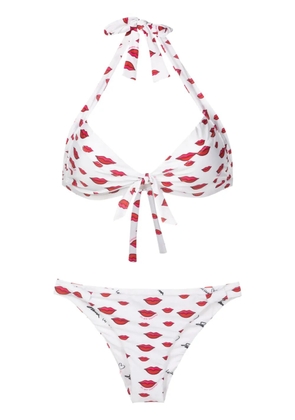 Amir Slama all-over lips-print bikini set - White
