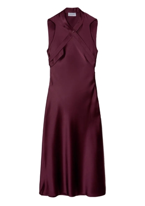 Off-White crossover-strap satin midi dress - Red