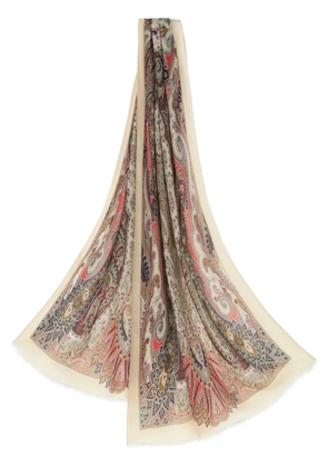 ETRO paisley-print cashmere scarf - Neutrals