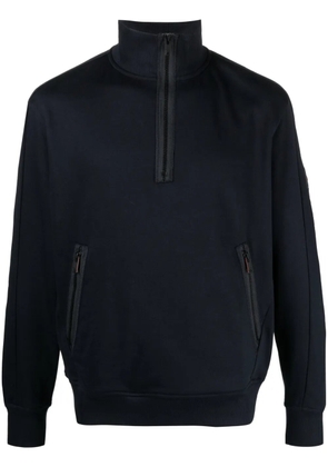 BOSS logo-patch half-zip sweatshirt - Blue