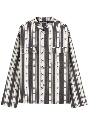 Palm Angels monogram-print striped overshirt - Black