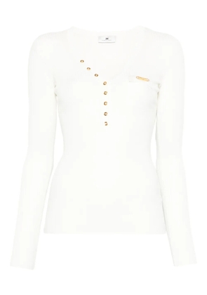 Elisabetta Franchi button-detailed ribbed top - White