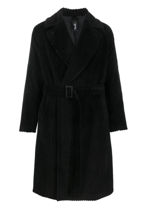 Hevo belted ribbed coat - Black