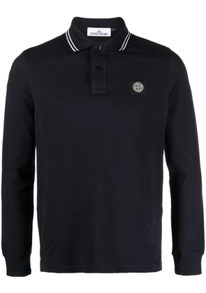 Stone Island Compass-motif piqué polo shirt - Blue