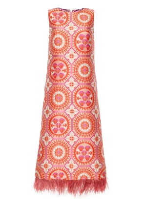 La DoubleJ Column feathered midi dress - Orange