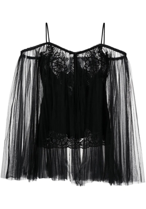 Alexander Wang lace-embroidered charmeuse tunic top - Black
