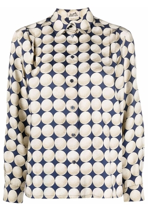 Hermès Pre-Owned 1996 golf ball-print silk shirt - Blue