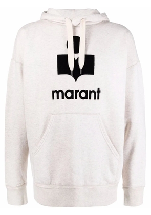 MARANT Miley flocked-logo hoodie - Neutrals