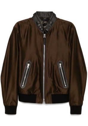 TOM FORD faille biker jacket - Brown