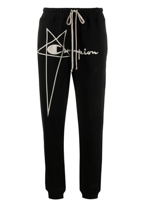Rick Owens X Champion logo-embroidered cotton track pants - Black